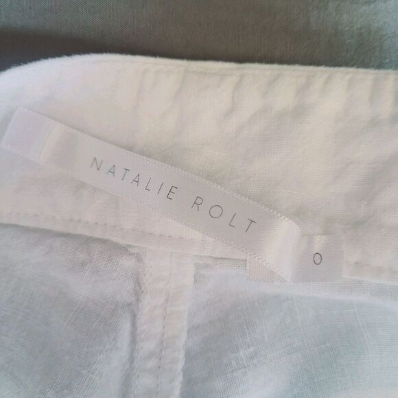 Natalie Rolt 100% Linen White Wide Leg High Rise Pants 0 Eddy Coastal Lagenlook - Picture 3 of 11